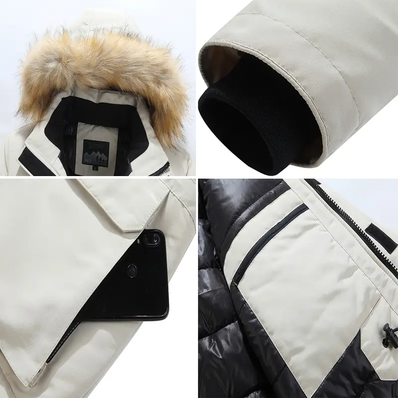 Winter Men Fur Hooded Parkas Man Snow Mountain Ski Thermal Coats Men -30 Degree Thicken Warm Down Padded Jackets Clothing