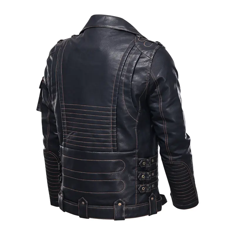 DIMUSI Winter Winter Mens Leather Jacket Men Fashion Motorcycle PU Leather Jacket Cool Zipper Pockets Leather Coats Clothing