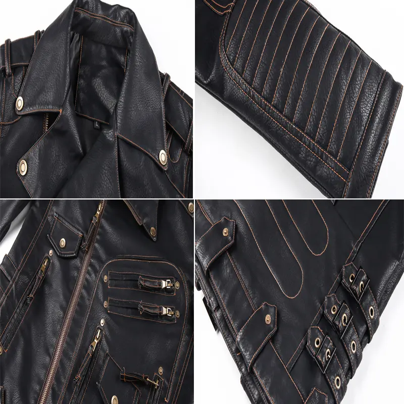 DIMUSI Winter Winter Mens Leather Jacket Men Fashion Motorcycle PU Leather Jacket Cool Zipper Pockets Leather Coats Clothing