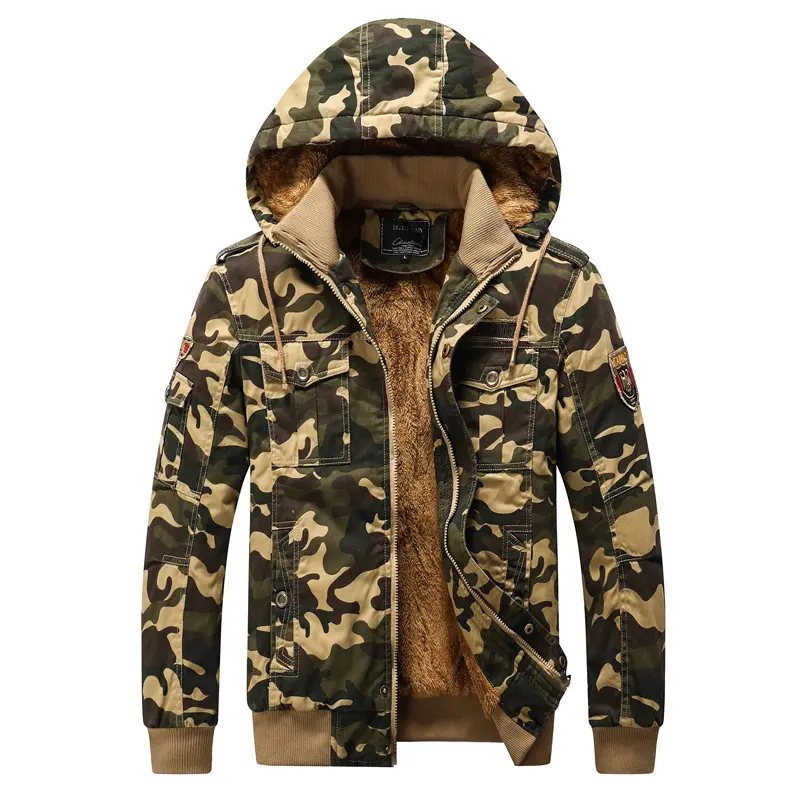 DIMUSI Autumn Winter Men's Thick Tactical Jacket Mens Outwear Windbreaker Hooded Coats Man Fleece Warm Military Jackets Clothing