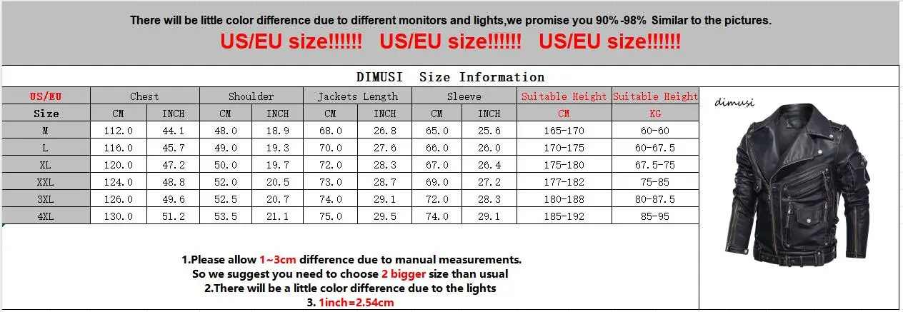 DIMUSI Winter Winter Mens Leather Jacket Men Fashion Motorcycle PU Leather Jacket Cool Zipper Pockets Leather Coats Clothing