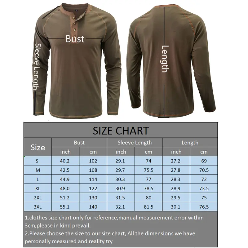 Summer Men's Henry T Shirts Fashion Men Cotton Long Sleeve Solid Color Tops Tees Outdoor Men Sports Breathable Tshirt Clothing