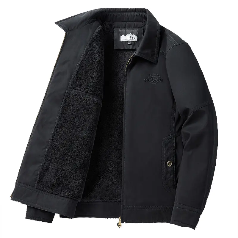 Winter Men's Fleece Lined Warm Jackets Fashion Men Cotton Thicken Padded Coats Men Outdoor Army Lapel Windbreaker Thermal Jacket