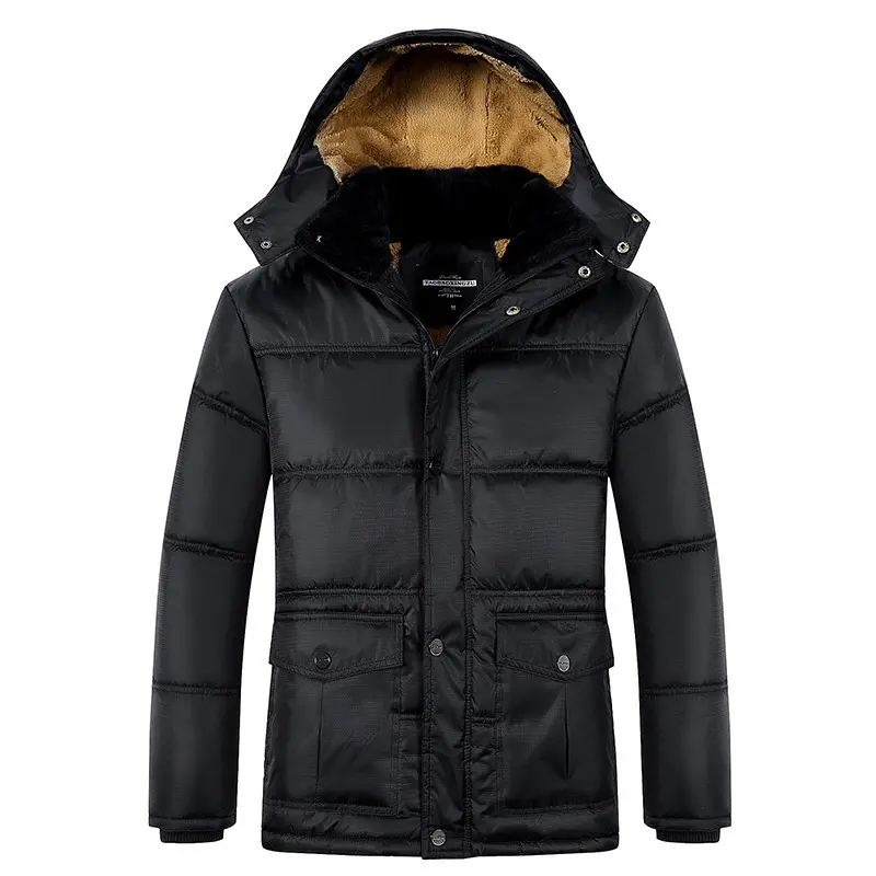 Winter Men's Fleece Warm Padded Jacket Men Cotton Thicken Thermal Hooded Coats Men Outdoor Windbreaker Parka Jackets Clothing