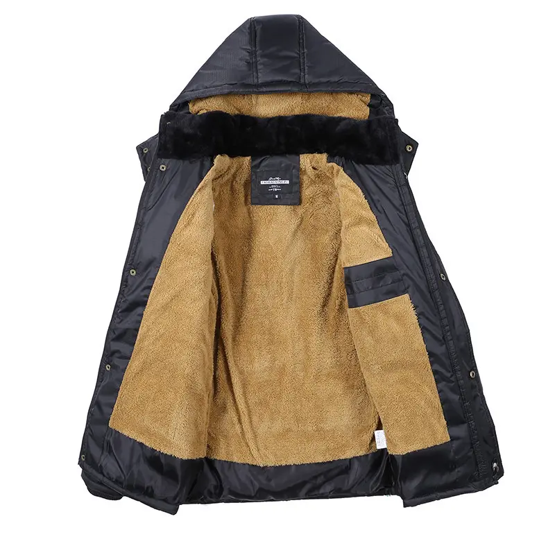 Winter Men's Fleece Warm Padded Jacket Men Cotton Thicken Thermal Hooded Coats Men Outdoor Windbreaker Parka Jackets Clothing