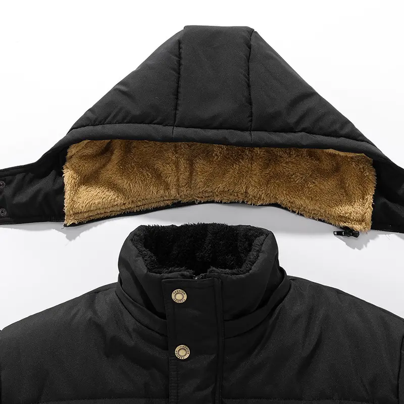 Winter Men's Fleece Warm Padded Jacket Men Cotton Thicken Thermal Hooded Coats Men Outdoor Windbreaker Parka Jackets Clothing