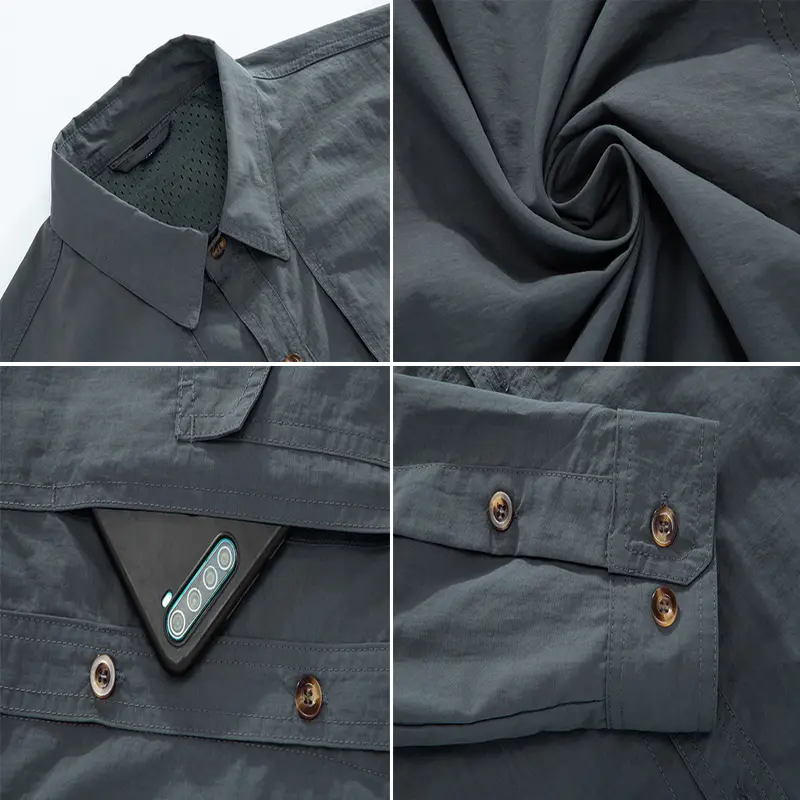 Spring Summer Men's Quick Dry Shirts Outdoor Men Multi-Pocket Breathable Military Shirts Man Long Sleeve Button Shirt Clothing