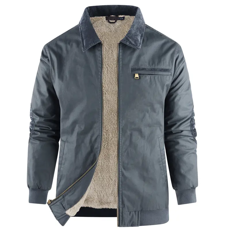 Winter Men's Cotton Warm Jackets Outdoor Men Fleece Lined Windbreaker Coats Fashion Men Lapel Thick Waterproof Jackets Clothing