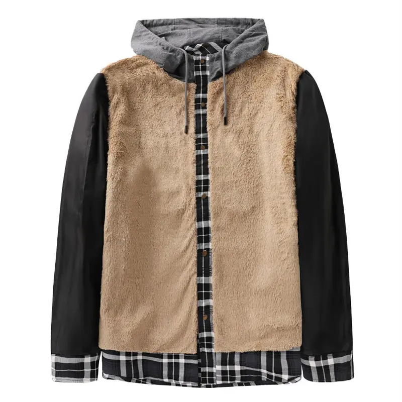 Autumn Winter Mens Warm Plaid Shirt Jacket Casual Men Retro Cotton Windbreaker Hooded Coats Men Fleece Tactical Jackets Clothing