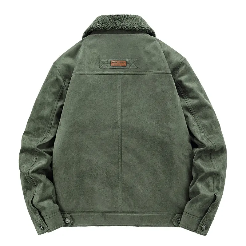 Autumn Winter Men's Warm Jackets Fashion Men Fleece Lined Warm Chamois Coats Men Army Lapel Outdoor Windbreaker Jackets Clothing