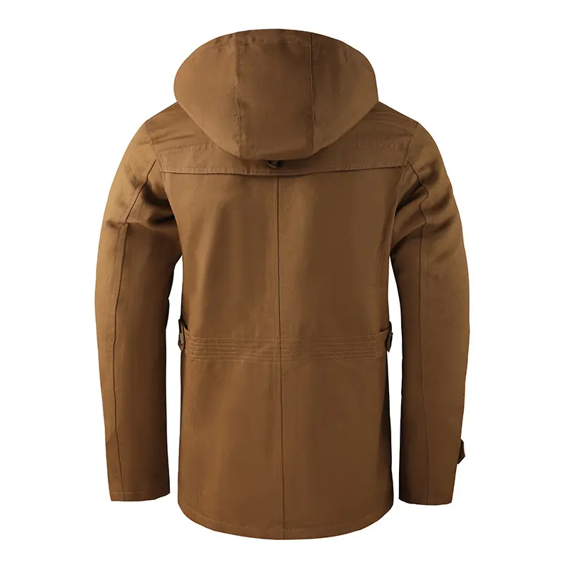 Autumn Men's Military Jacket Casual Man 100% Cotton Tactical Hooded Coats Men Mid-Long Multi-pocket Windbreaker Jackets Clothing