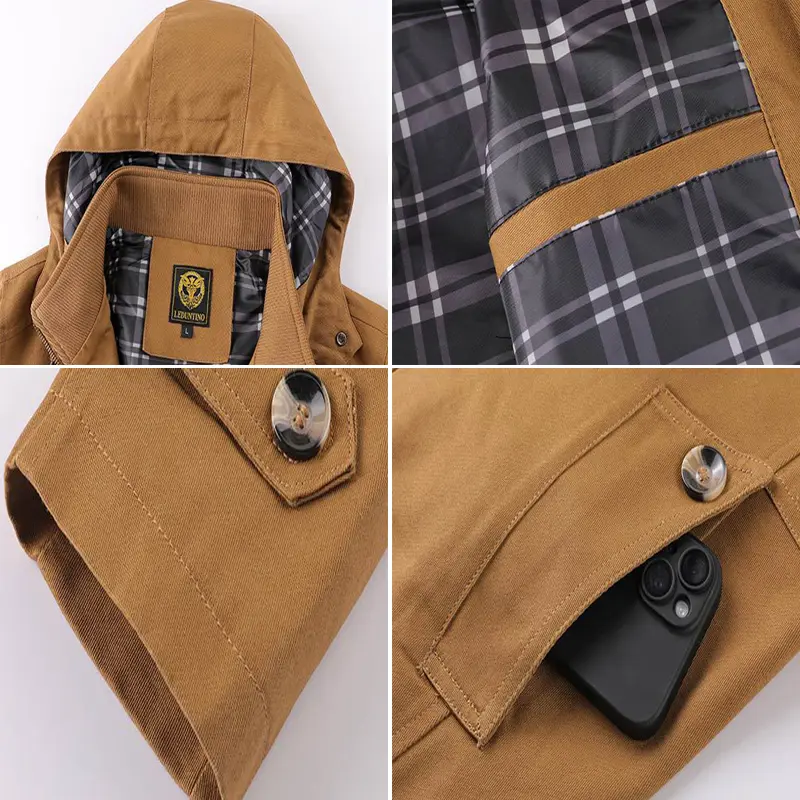 Autumn Men's Military Jacket Casual Man 100% Cotton Tactical Hooded Coats Men Mid-Long Multi-pocket Windbreaker Jackets Clothing
