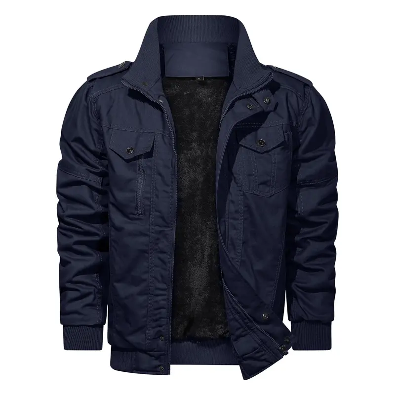 Autumn Winter Men Fleece Warm Jackets Men Thicken Multi Pockets Thermal Lined Coats Men Cotton Military Cargo Coats Clothing 6XL