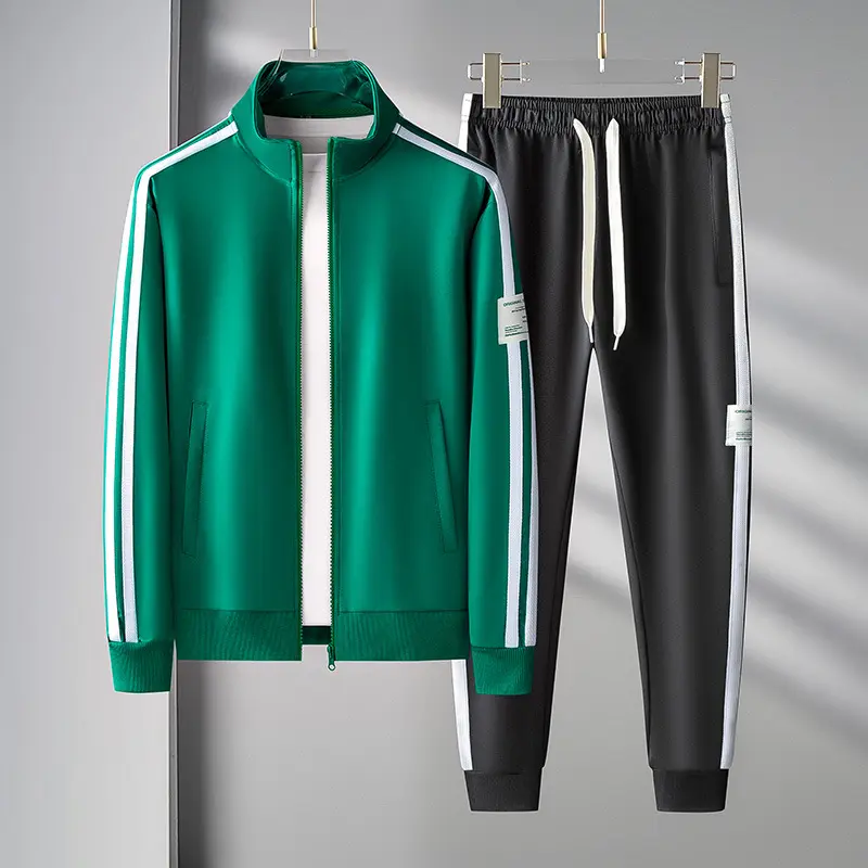 Autumn Mens Sportswear Suits Fashion Tracksuit 2 Piece Sets Jacket+Pants Sweatsuit Man Outdoor Joggers Running Sports Suits 5XL