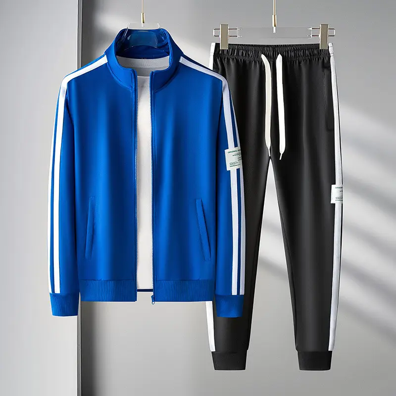 Autumn Mens Sportswear Suits Fashion Tracksuit 2 Piece Sets Jacket+Pants Sweatsuit Man Outdoor Joggers Running Sports Suits 5XL
