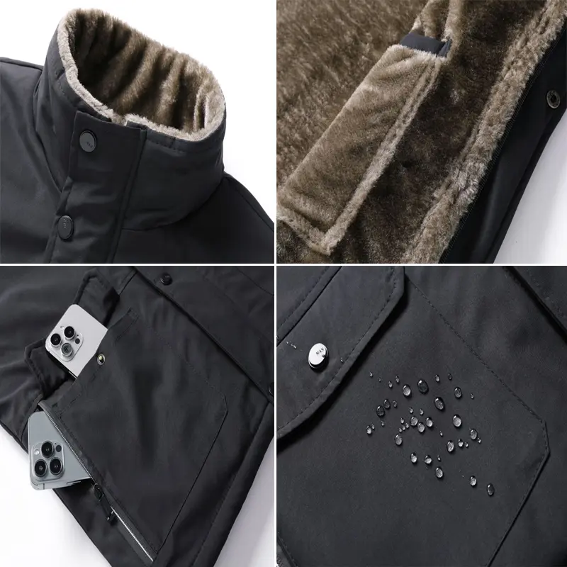 Winter Mens Warm Jacket Sleeveless Vest Man Multi-pocket Fleece Lined Vest Men Fur Collar Windbreaker Padded Waistcoats Clothing