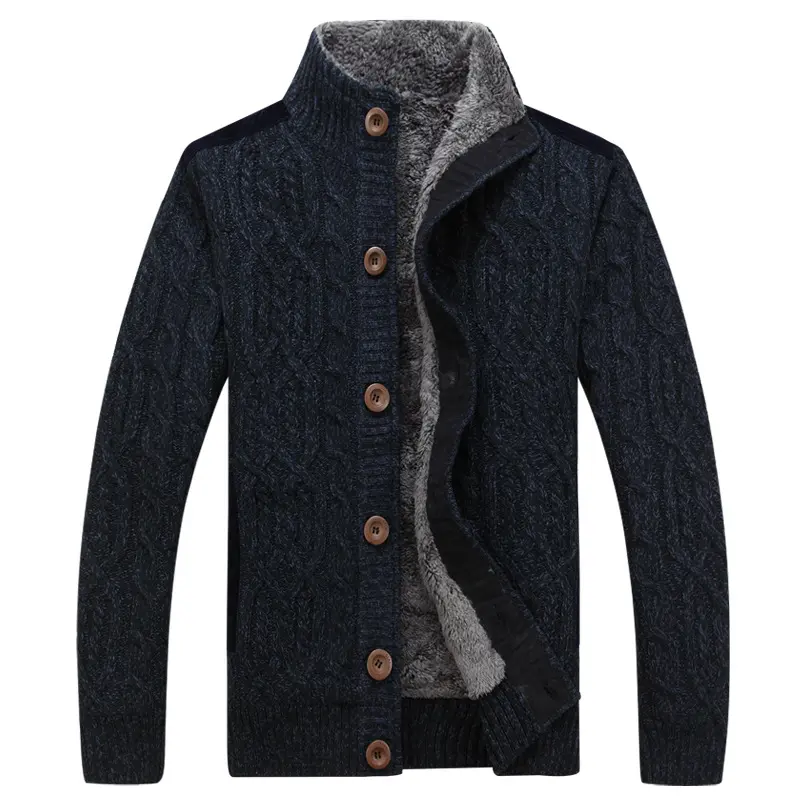 Winter Men's Cardigan Sweaters Fashion Men Fleece Warm Knitted Sweater Coats Men Cotto Snow Wool Knitted Cardigan Coats Clothing