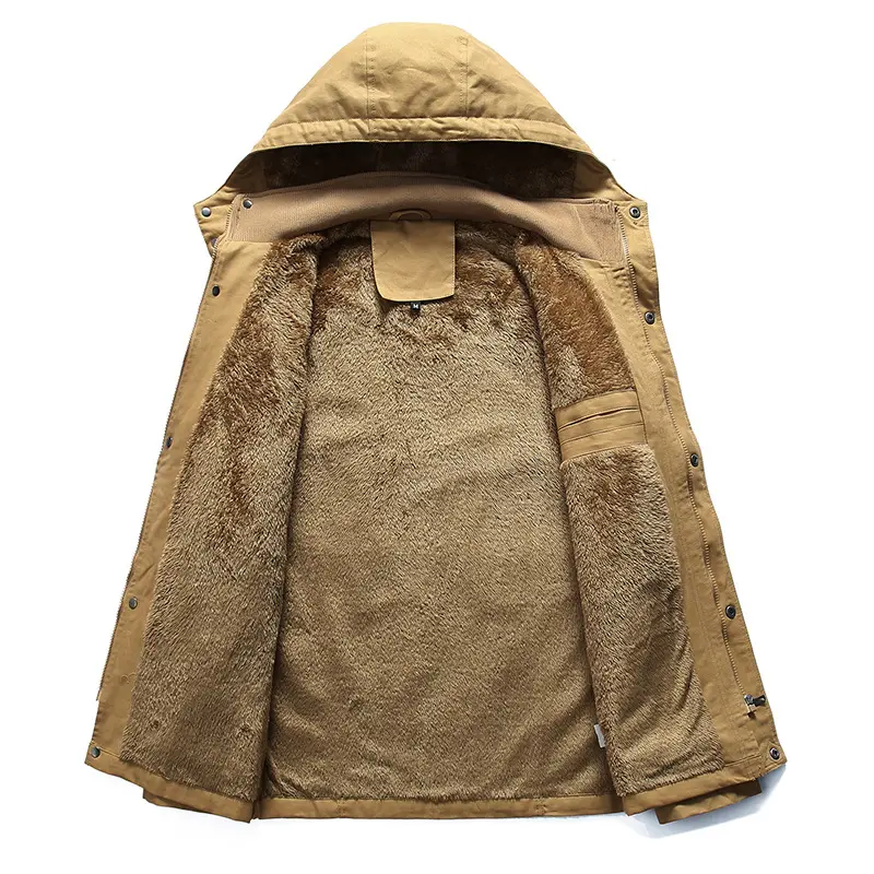 Winter Men's Mountain Ski Warm Jacket Outdoor Men Fleece Lined Cotton Thicken Hooded Coats Men Retro Thermal Parka Clothing 5XL