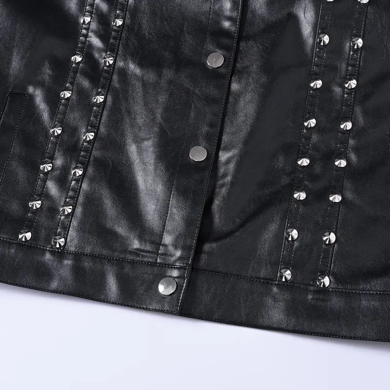 Spring Autumn Men's Faux Leather Waistcoat Classical Men Motorcycle Biker PU Leather Vests Stylish Men Rivets Party Leather Vest