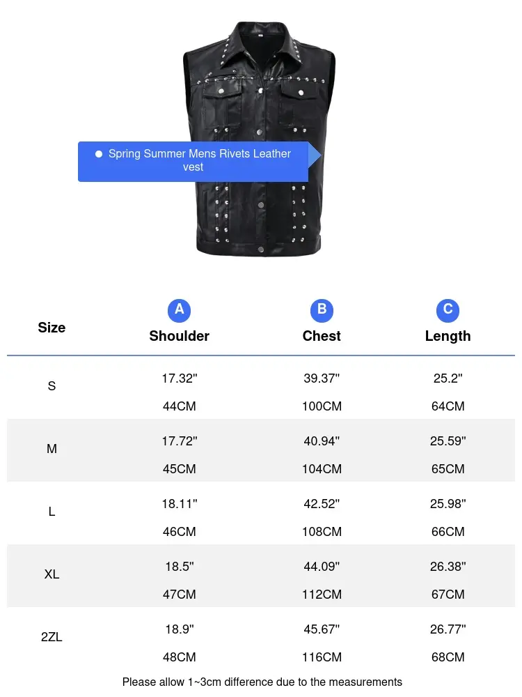 Spring Autumn Men's Faux Leather Waistcoat Classical Men Motorcycle Biker PU Leather Vests Stylish Men Rivets Party Leather Vest