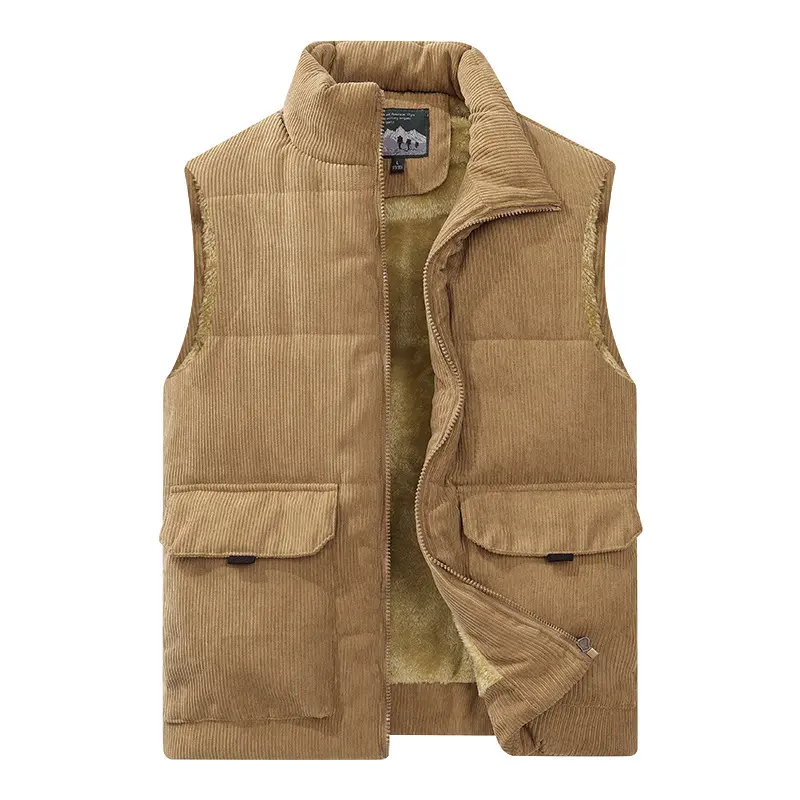 Autumn Winter Men Corduroy Vest Man Fleece Warm Padded Waistcoats Classical Men Thick Windbreaker Sleeveless Jacket Clothing 7XL