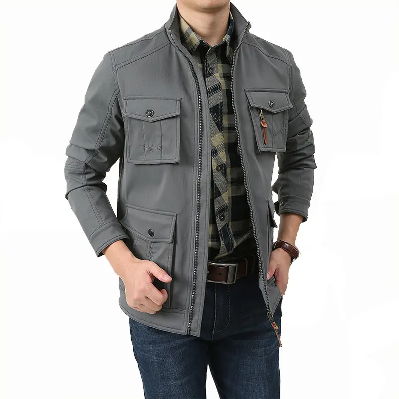 Autumn Men's Military Jacket Casual Man Stand Collar Army Cargo Coats Men Multi-pocket Windbreaker Hiking Jackets Clothing 5XL