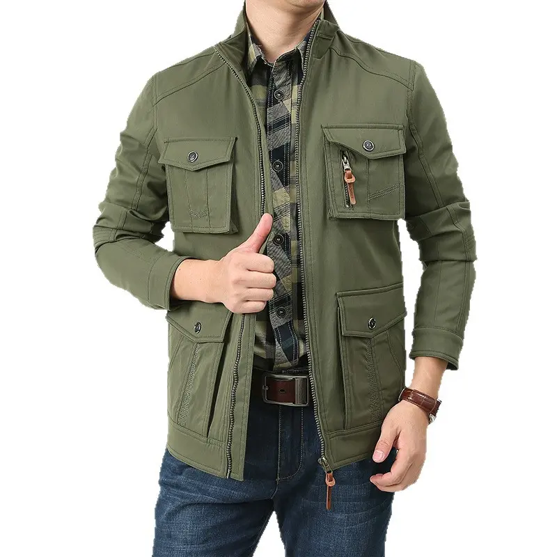 Autumn Men's Military Jacket Casual Man Stand Collar Army Cargo Coats Men Multi-pocket Windbreaker Hiking Jackets Clothing 5XL