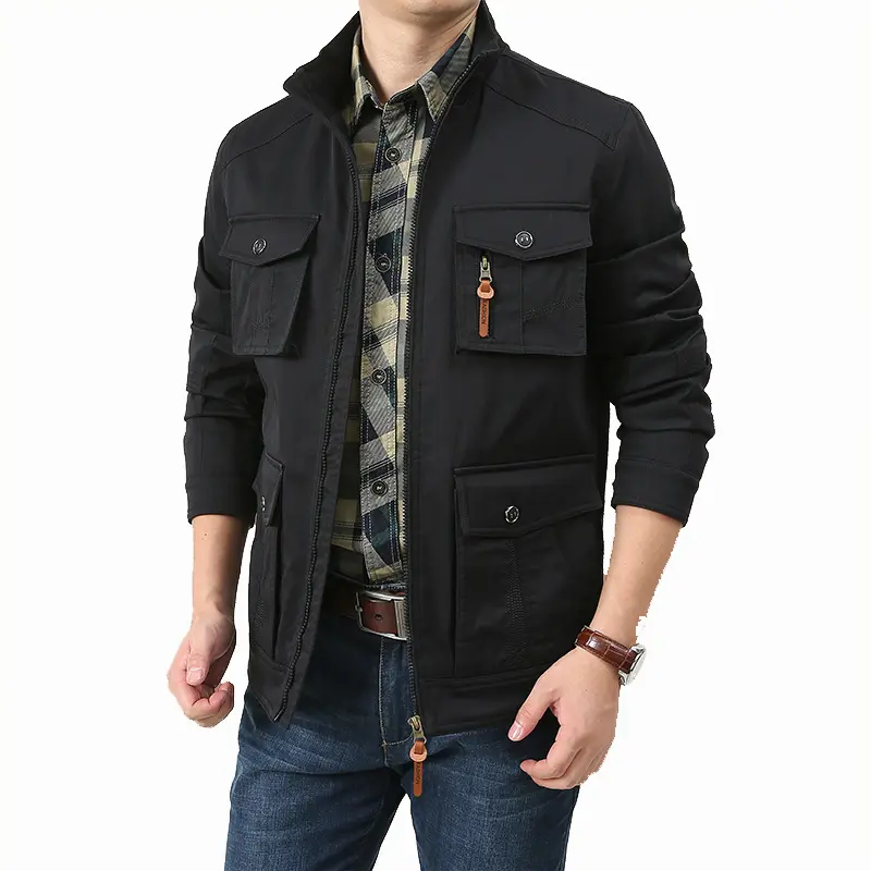 Autumn Men's Military Jacket Casual Man Stand Collar Army Cargo Coats Men Multi-pocket Windbreaker Hiking Jackets Clothing 5XL