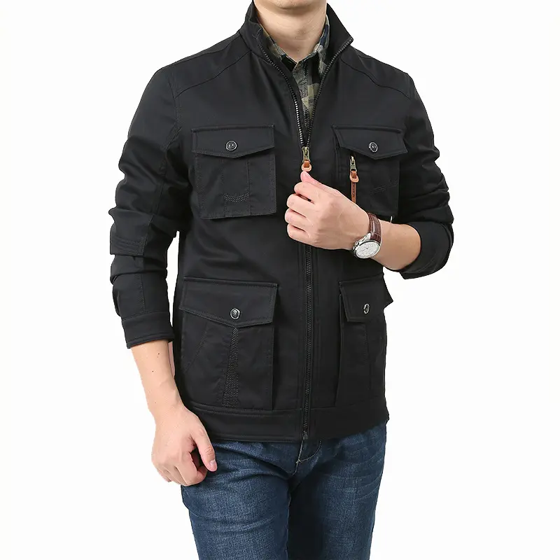 Autumn Men's Military Jacket Casual Man Stand Collar Army Cargo Coats Men Multi-pocket Windbreaker Hiking Jackets Clothing 5XL
