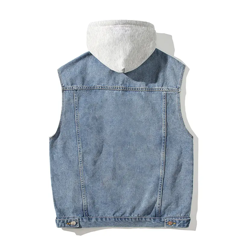 Autumn Winter Men's Denim Vest Fashion Retro Streetwear Jean Waistcoat For men Black Leisure Hooded Sleeveless Jackets Clothing
