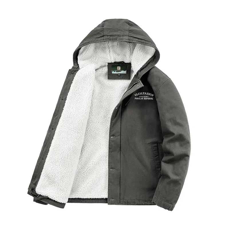 Winter Men's Fleece Warm Padded Jacket Fashion Men Mountain Ski Windbreaker Hooded Coats Men Hiking Thermal Parka Clothing