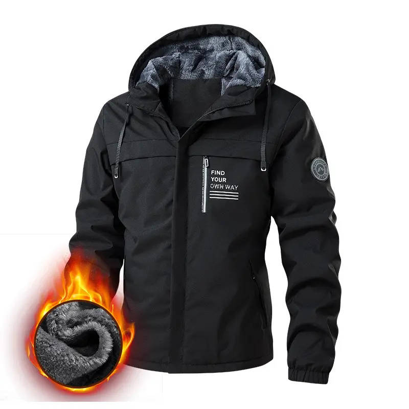 Winter Mens Warm Padded Jackets Fashion Men Fleece Lined Thermal Hooded Parkas Men Mountain Ski Snow Windbreaker Jacket Clothing