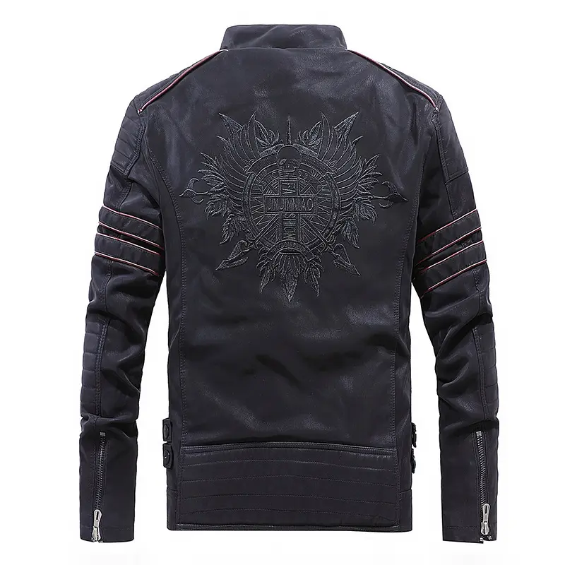 Men's PU Leather Jacket Winter Men Retro Fleece Lined Warm Windbreaker Leather Coats Vintage Male Zipper Motorcycle Jackets