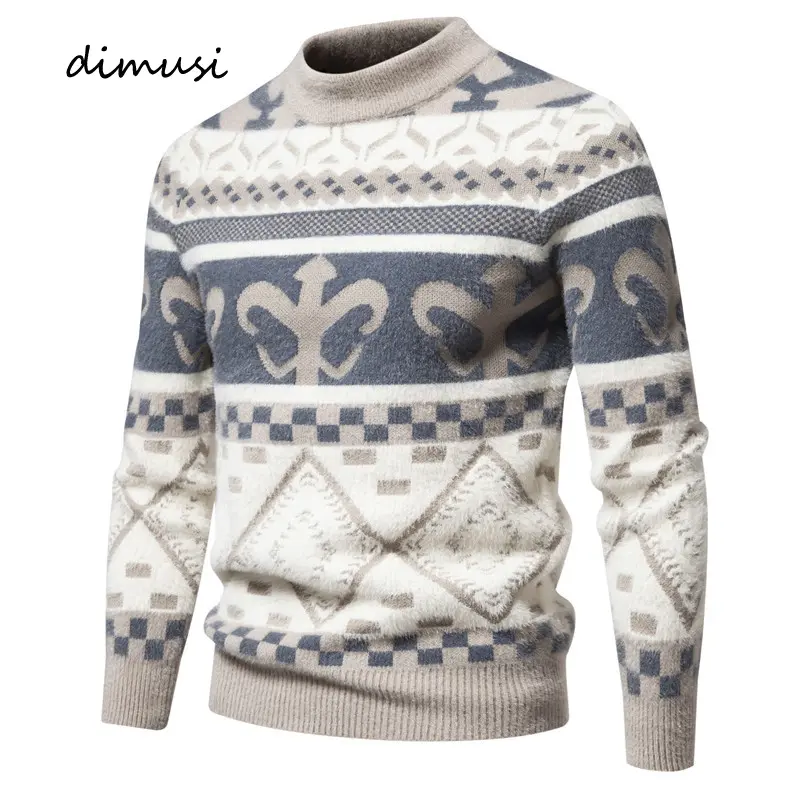 Autumn Winter Men's Warm Sweaters Fashion Men O-Neck Thicken Knitting Cashmere Pullover Men Classic Business Sweaters Clothing