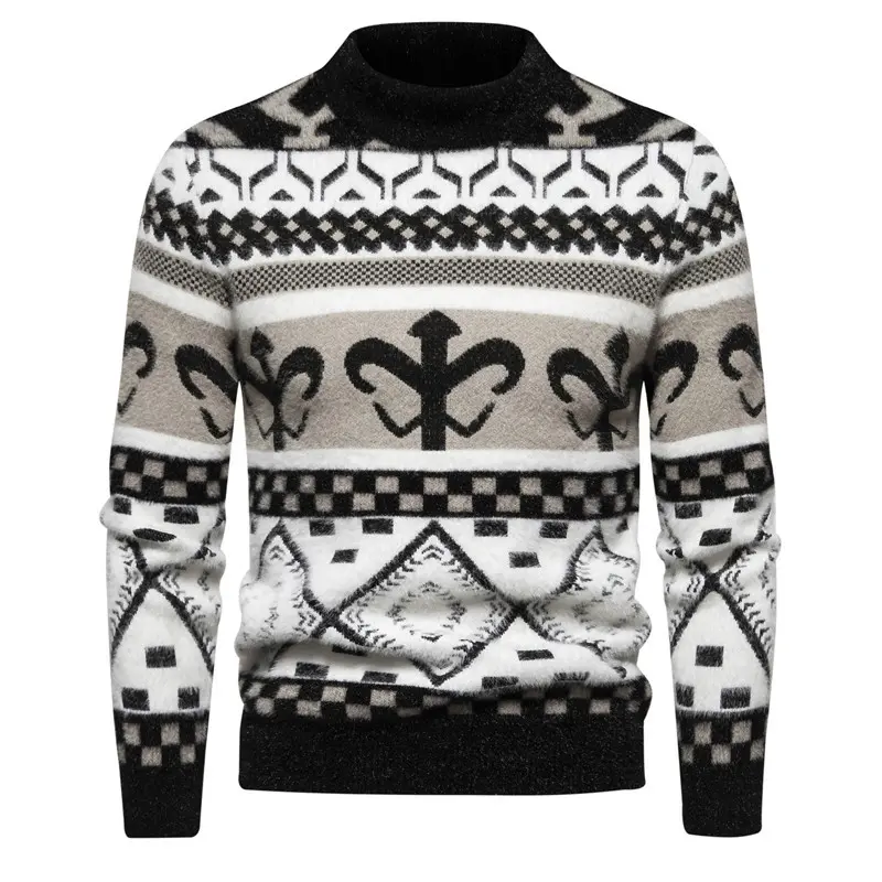 Autumn Winter Men's Warm Sweaters Fashion Men O-Neck Thicken Knitting Cashmere Pullover Men Classic Business Sweaters Clothing