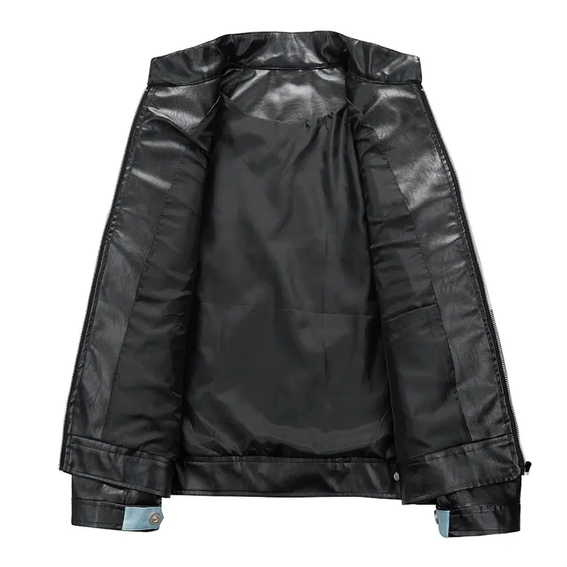Autumn Men's PU Leather Jackets Fashion Men Retro Stand Collar Motorcycle Leather Coats Men Windbreaker Zipper Leather Jackets