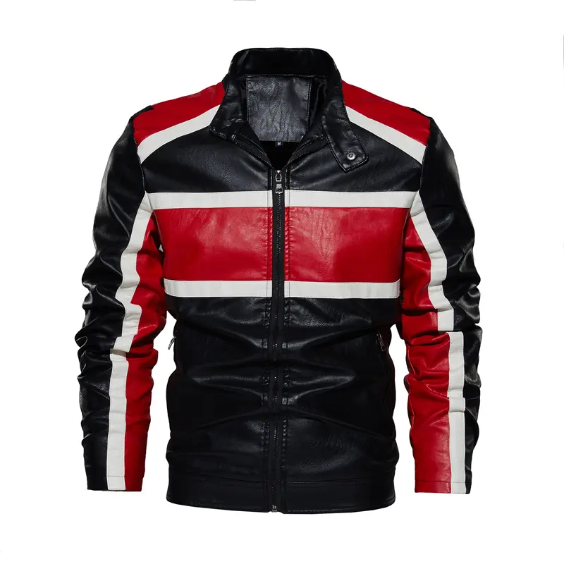Autumn Winter Men's PU Leather Jackets Fashion Men Stand Collar Windbreaker Leather Coats Men Retro Motorcycle Leather Jackets