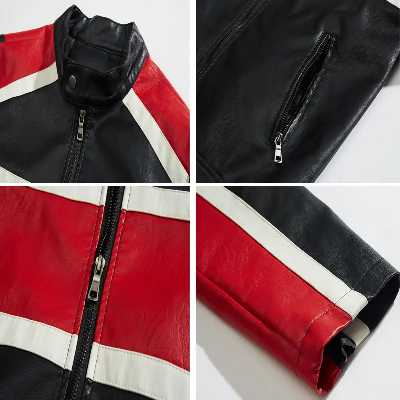 Autumn Winter Men's PU Leather Jackets Fashion Men Stand Collar Windbreaker Leather Coats Men Retro Motorcycle Leather Jackets