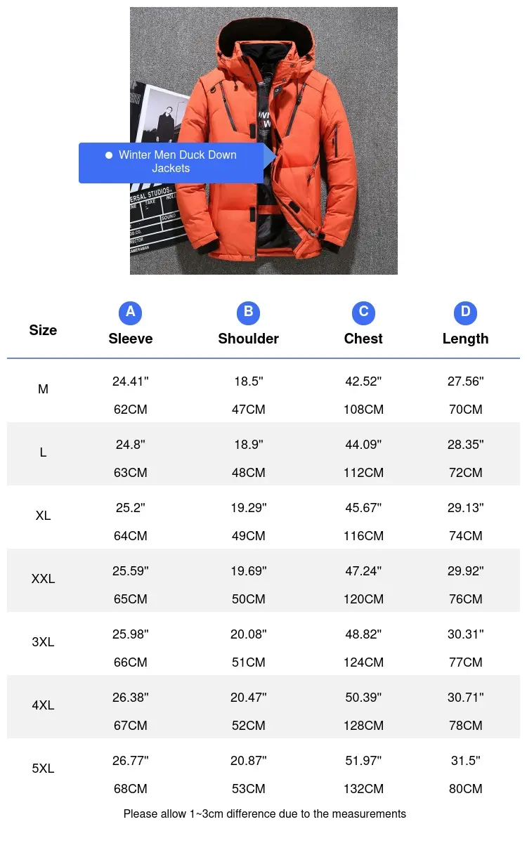 Winter Men's Warm Parkas Fashion Men Cotton Duck Down Windbreaker Hooded Jackets Male Thicken Warm Padded Puffer Coats Clothing
