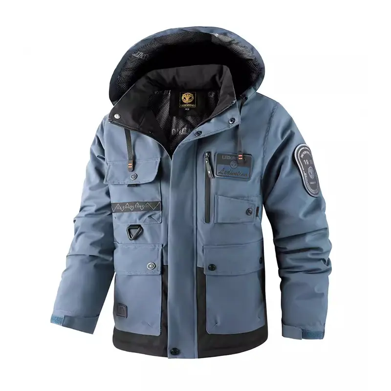 Winter Men Warm Padded Jacket Fashion Male Thicken Down Thermal Parkas Outwear Mountain Ski Windbreaker Hooded Coats Clothing