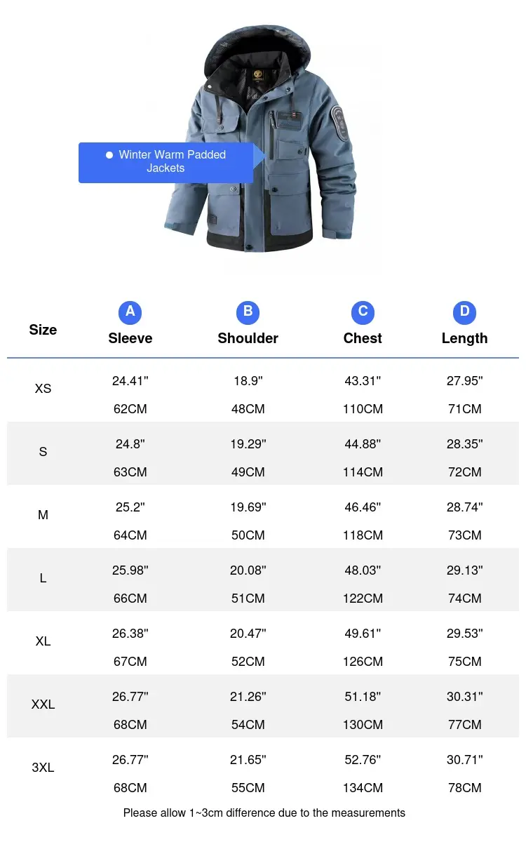 Winter Men Warm Padded Jacket Fashion Male Thicken Down Thermal Parkas Outwear Mountain Ski Windbreaker Hooded Coats Clothing