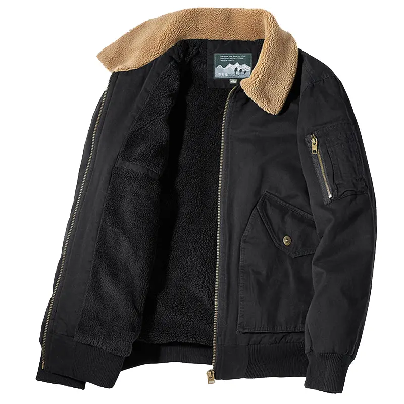 DIMUSI Winter Men's Bomber Jacket Casual Male Outwear Fleece Fur Collar Warm Coats Fashion Retro Military Jackets Man Clothing