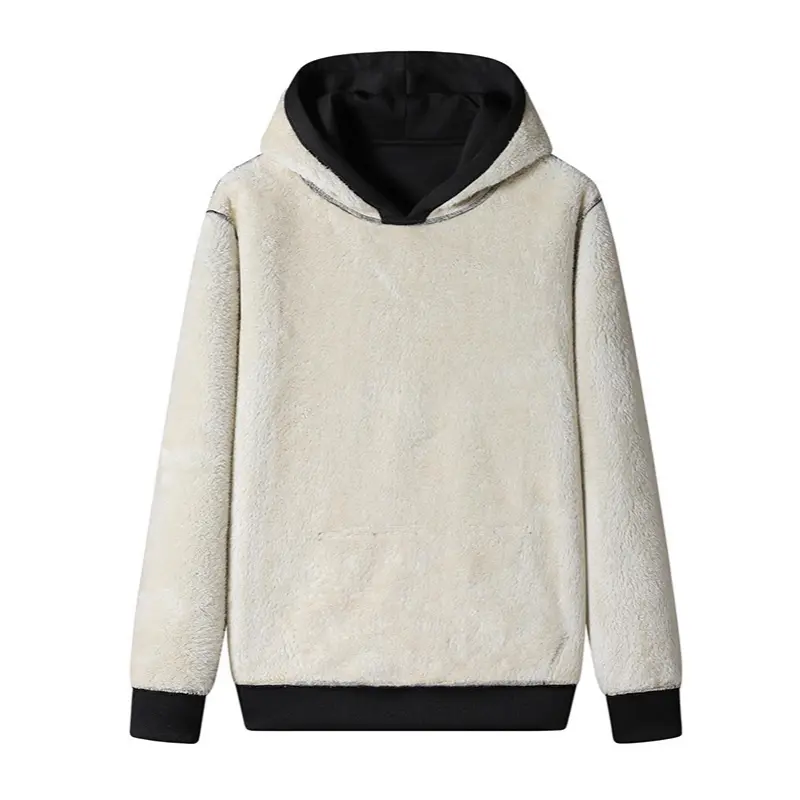Autumn Men's Fleece Warm Pullover Hoodies Fashion Men Loose Solid Color Hooded Coats Mens Sports Breathable Sweatshirts Clothing