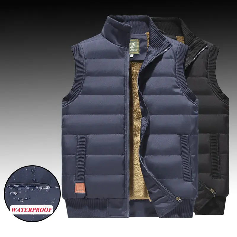 Winter Men's Padded Vests Fashion Men Fleece Lined Warm Waistcoats Men Waterproof  Windproof Sleeveless Jackets Clothing 8XL