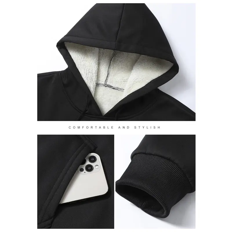 Autumn Men's Fleece Warm Pullover Hoodies Fashion Men Loose Solid Color Hooded Coats Mens Sports Breathable Sweatshirts Clothing