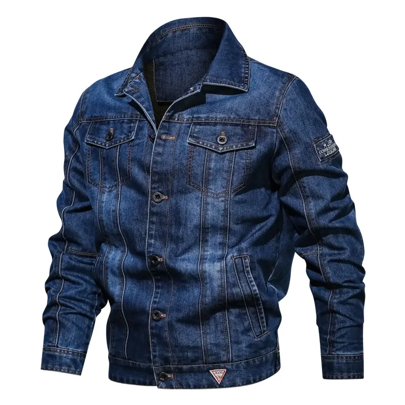 Spring Autumn Mens Denim Jacket Fashion Men Lapel Ripped Jean Jacket Man Multi-pocket Windbreaker Cowboy Trench Coats Clothing