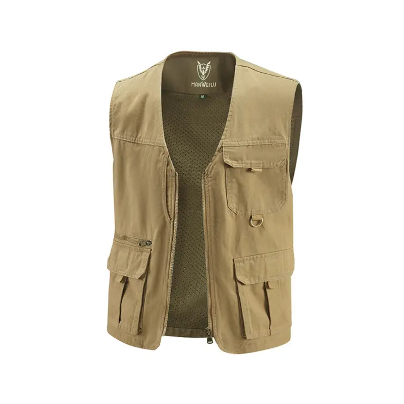 Summer Men's Cotton Vests Casual Man V-Neck Mesh Breathable Fishing Vest Sleeveless Jackets Man Climbing Waistcoats Clothing 7XL