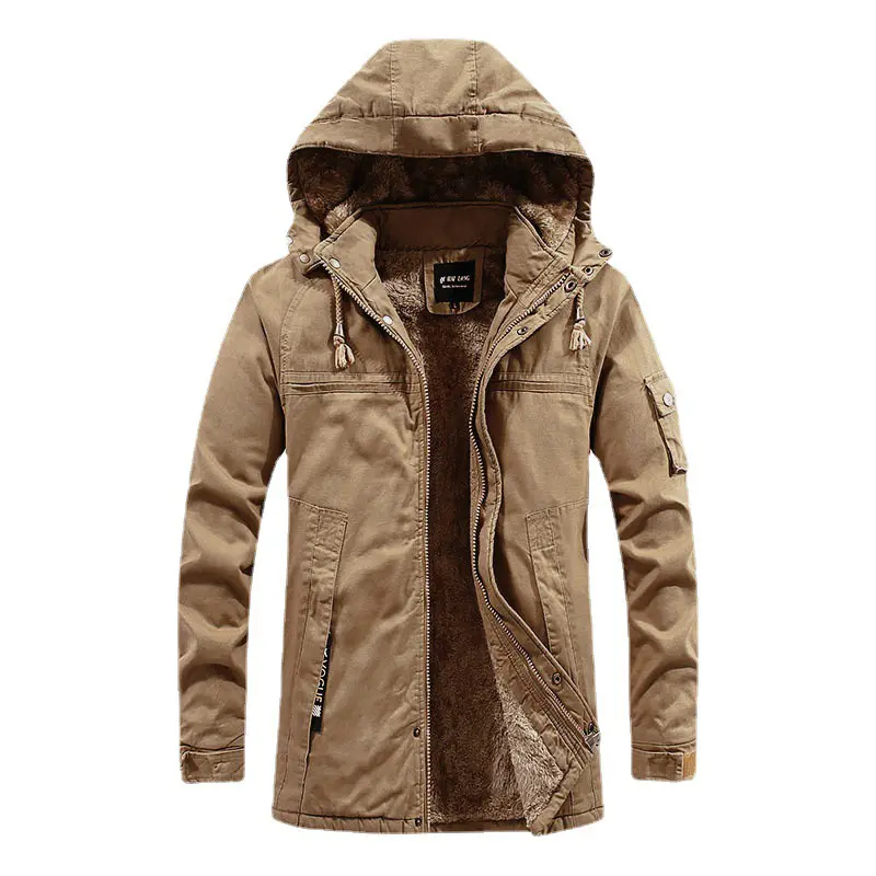 DIMUSI Men's Winter Mountain Ski Jacket Fleece Lined Cotton Military Windbreaker Jackets Man Thermal Parka Work Jackets Clothing