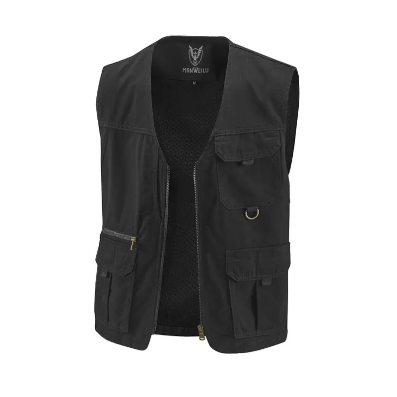 Summer Men's Cotton Vests Casual Man V-Neck Mesh Breathable Fishing Vest Sleeveless Jackets Man Climbing Waistcoats Clothing 7XL