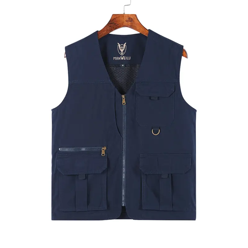 Summer Men's Cotton Vests Casual Man V-Neck Mesh Breathable Fishing Vest Sleeveless Jackets Man Climbing Waistcoats Clothing 7XL
